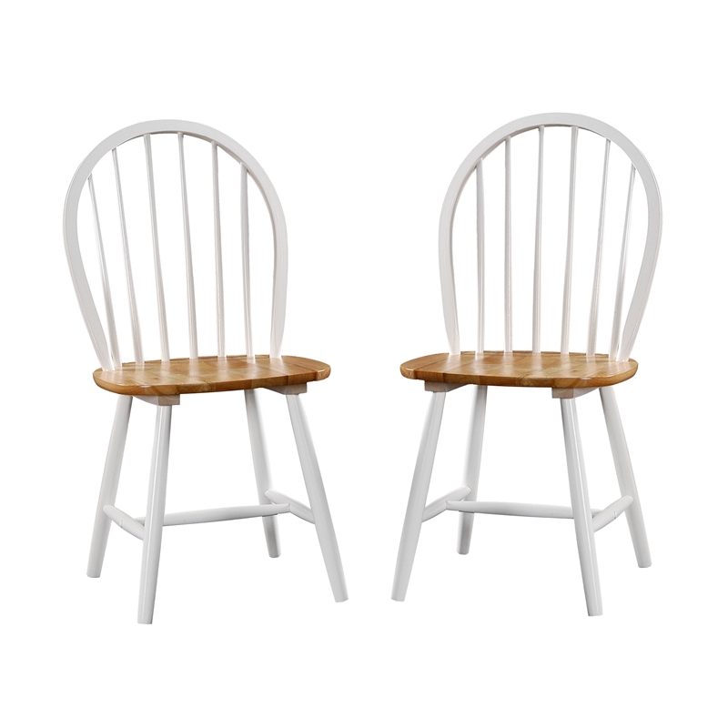 Pemberly Row Windsor Farmhouse 5 Piece Dining Set in Cream and Natural