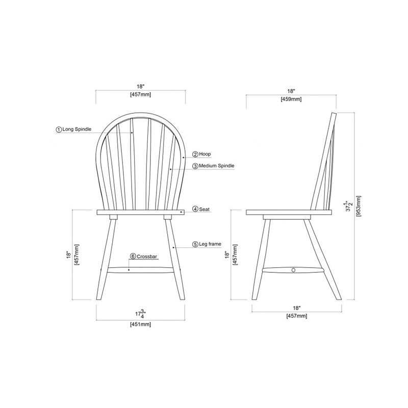 Pemberly Row Windsor Farmhouse 5 Piece Dining Set in Cream and Natural