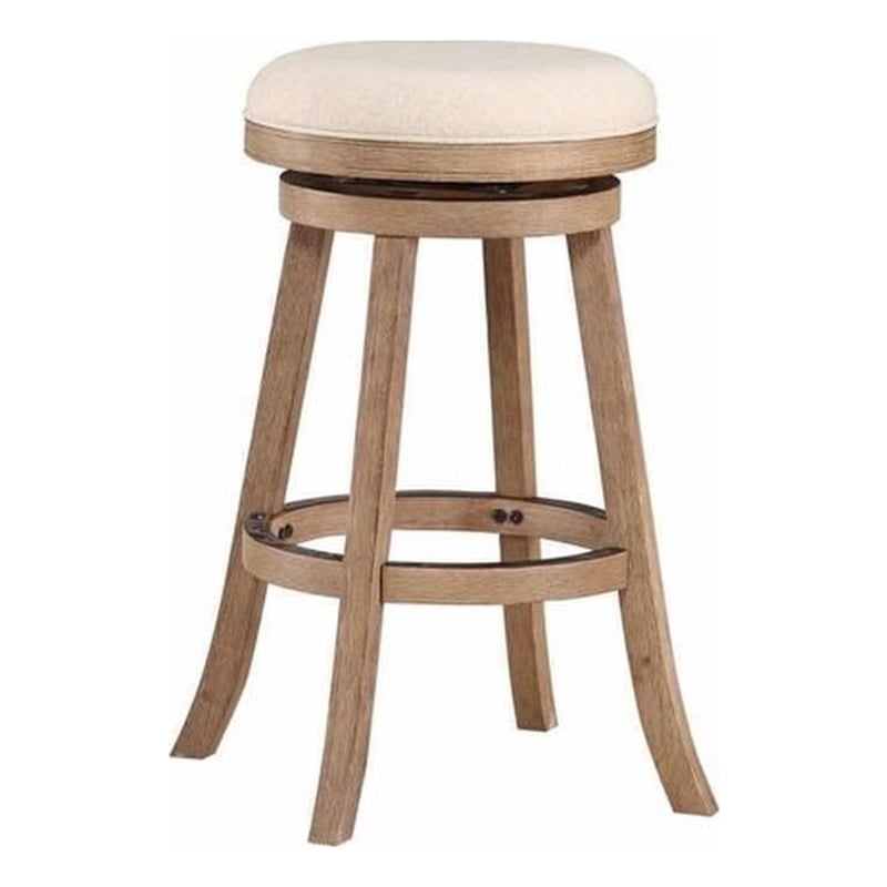 Pemberly Row Rubberwood Swivel Bar Stool in Driftwood and Ivory