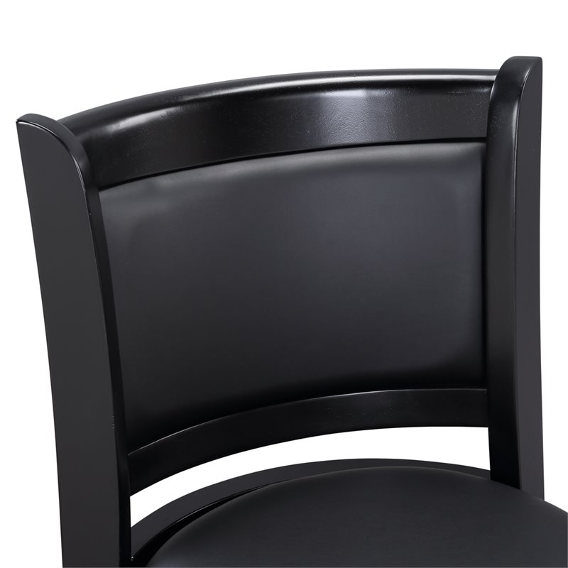 Pemberly Row Hardwood Swivel Counter Stool with Faux Leather in Black