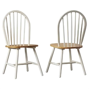Pemberly Row Contemporary Hardwood Dining Chairs in Cream and Natural - Set of 2