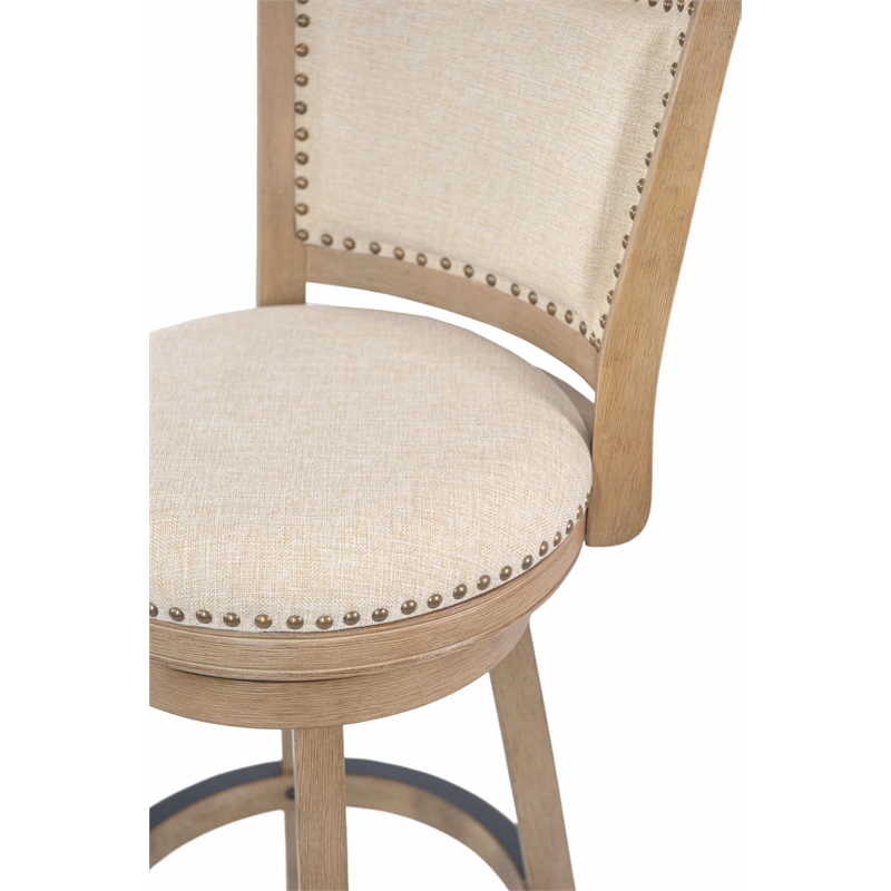Pemberly Row Contemporary Swivel Bar Stool in Driftwood Wire Brush