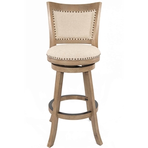 Pemberly Row Contemporary Swivel Bar Stool in Driftwood Wire Brush