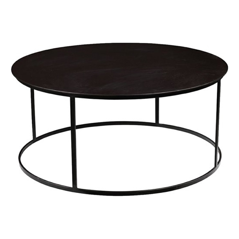Pemberly Row Contemporary Round Metal Coffee Table in Dark Brown