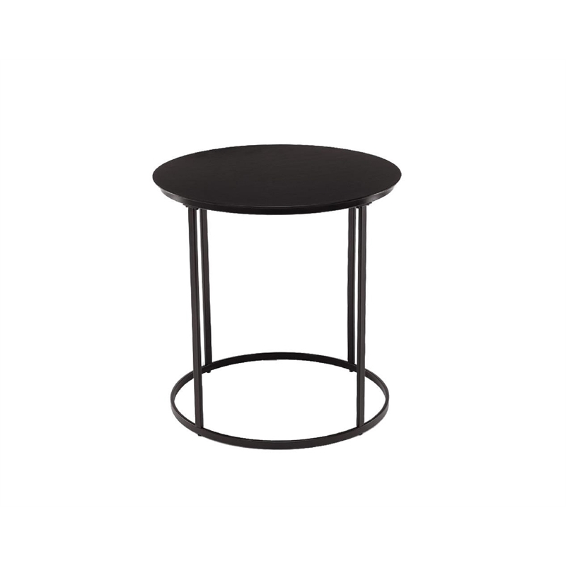 Pemberly Row Contemporary Round Metal End Table in Dark Brown