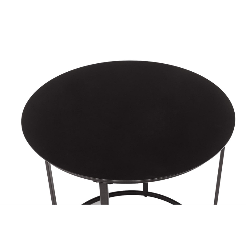 Pemberly Row Contemporary Round Metal End Table in Dark Brown