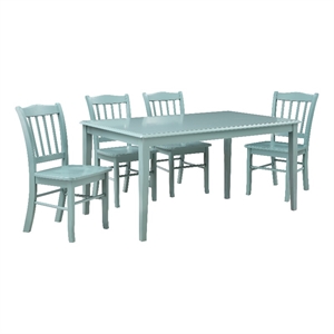 Pemberly Row 5-Piece Rubberwood Dining Set in Aspen Valley Light Blue