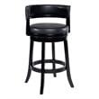 Pemberly Row Rubberwood Swivel Bar Stool with Faux Leather in Black