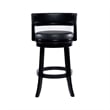 Pemberly Row Rubberwood Swivel Bar Stool with Faux Leather in Black