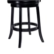 Pemberly Row Rubberwood Swivel Bar Stool with Faux Leather in Black