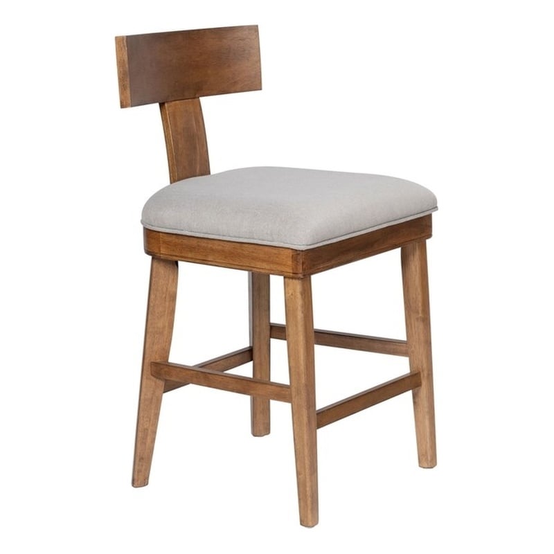 Pemberly Row Rubberwood Upholstered Counter Stool with Curved Back
