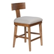 Pemberly Row Rubberwood Upholstered Counter Stool with Curved Back