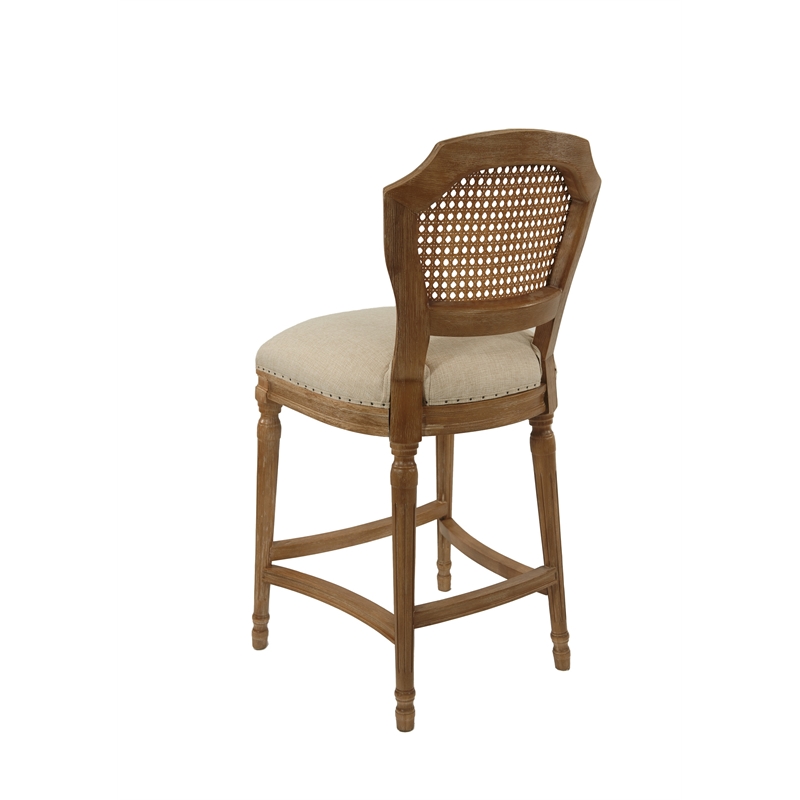 Pemberly Row Rubberwood Stationary Bar Stool in Tan and Natural