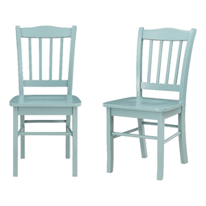 Pemberly Row Rubberwood Dining Chairs (Set of 2) in Aspen Valley Blue