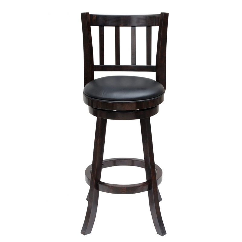 Pemberly Row Rubberwood Swivel Bar Stool (Set of 2) in Cappuccino