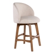 Pemberly Row Contemporary Upholstered Swivel Counter Stool in Natural