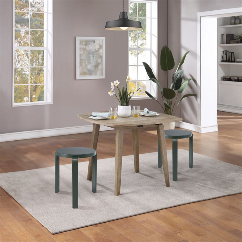 Pemberly Row Round Backless Stacking Stools (Set of 2) in Spanish Moss