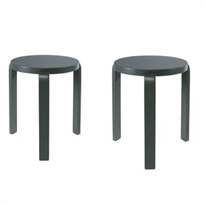 Pemberly Row Round Backless Stacking Stools (Set of 2) in Spanish Moss