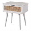Pemberly Row Contemporary End Table with Cane Door in Zebrano Whitewash