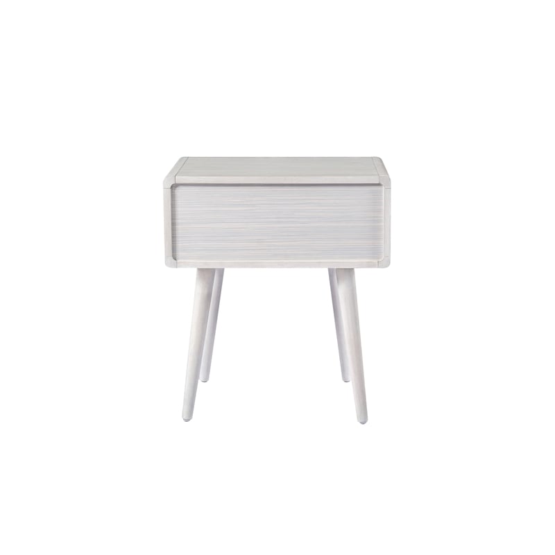 Pemberly Row Contemporary End Table with Cane Door in Zebrano Whitewash