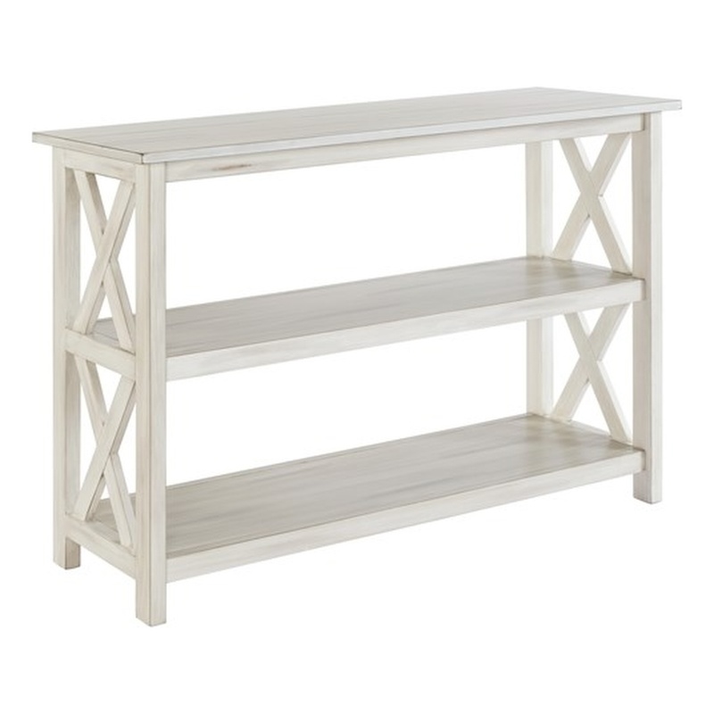 Pemberly Row Contemporary Farmhouse Entryway Table in Antique White