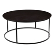 Pemberly Row Contemporary Round Iron Coffee Table in Dark Brown