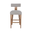 Pemberly Row Contemporary Rubberwood T-Back Bar Stool with Linen Cushion