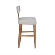 Pemberly Row Contemporary Rubberwood T-Back Bar Stool with Linen Cushion