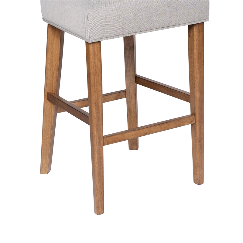 Pemberly Row Contemporary Rubberwood T-Back Bar Stool with Linen Cushion