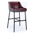 Pemberly Row Adjustable Faux Leather Metal Stool in Burgundy