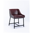 Pemberly Row Adjustable Faux Leather Metal Stool in Burgundy