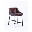 Pemberly Row Adjustable Faux Leather Metal Stool in Burgundy
