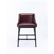 Pemberly Row Adjustable Faux Leather Metal Stool in Burgundy