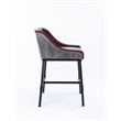 Pemberly Row Adjustable Faux Leather Metal Stool in Burgundy