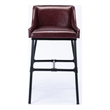 Pemberly Row Adjustable Faux Leather Metal Stool in Burgundy