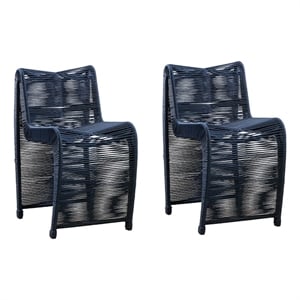 Pemberly Row Contemporary Iron Rope Counter Stools in Blue (Set of 2)