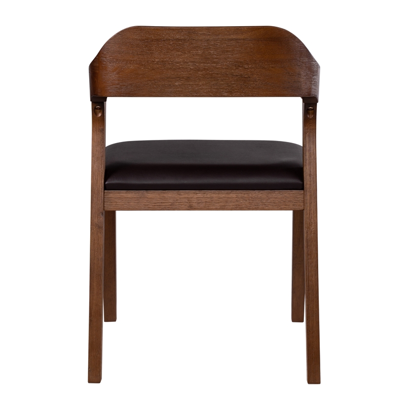 Pemberly Row Contemporary Rubberwood Dining Chair in Chestnut Wire Brush