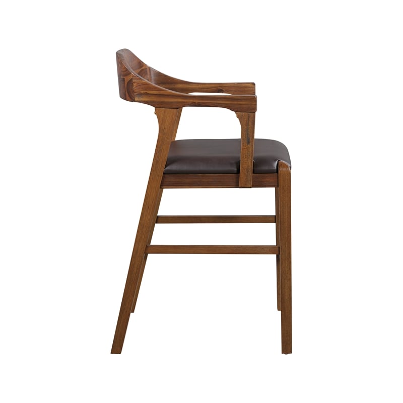 Pemberly Row Rubberwood Counter Stool in Chestnut Wire Brush