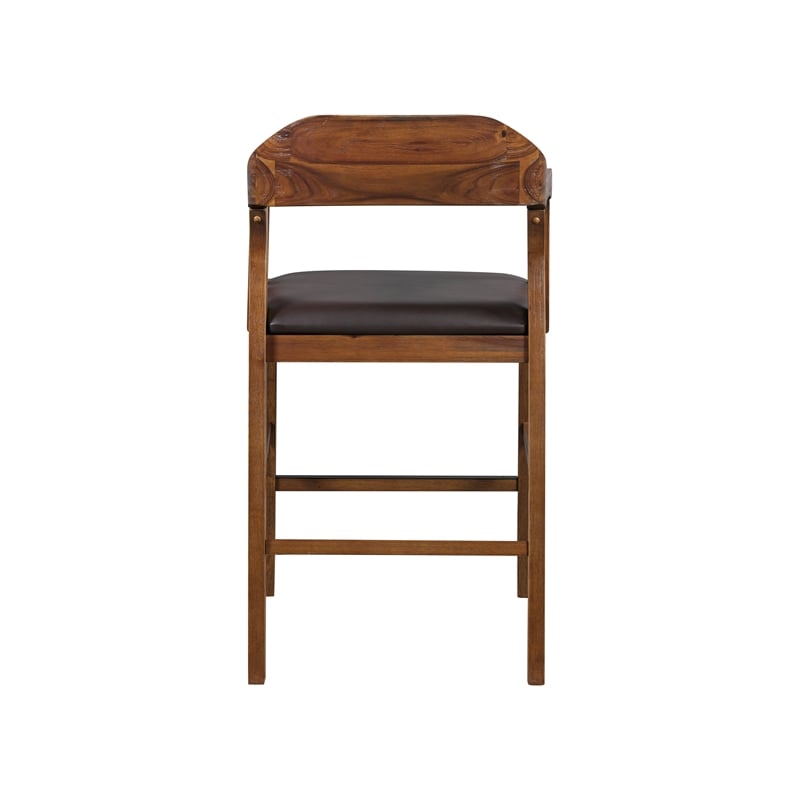 Pemberly Row Rubberwood Counter Stool in Chestnut Wire Brush