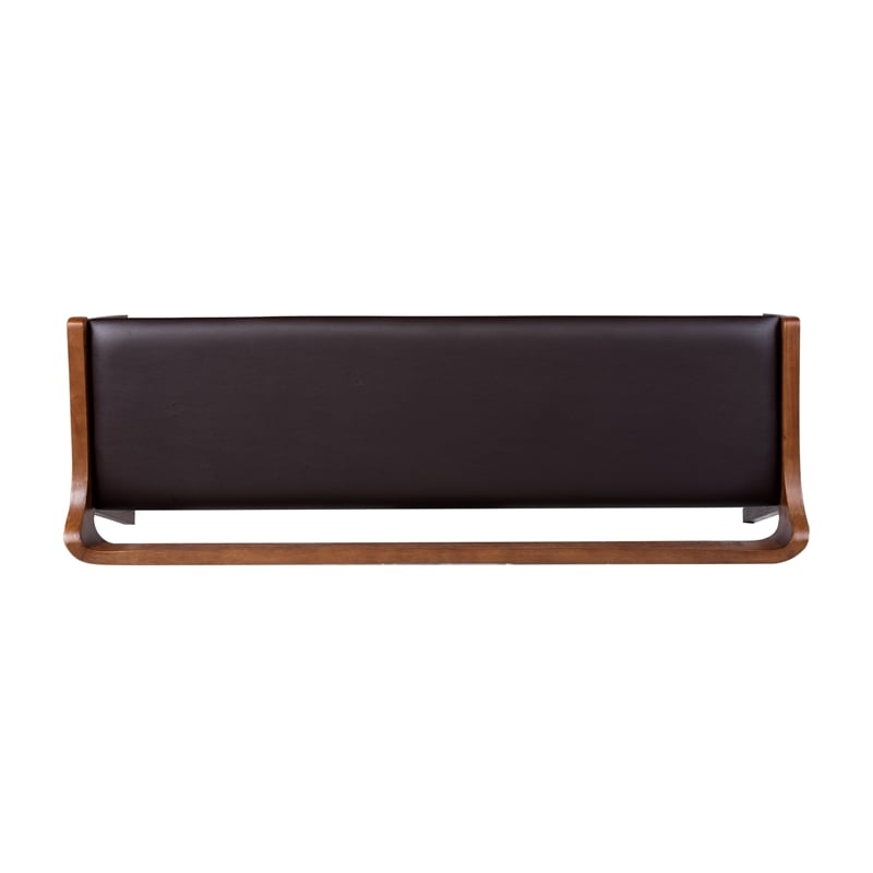 Pemberly Row Rubberwood Dining Bench in Chestnut Wire-Brush Finish