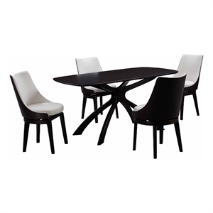 Pemberly Row 5 Piece High Back Swivel Dining Set in Matte Black
