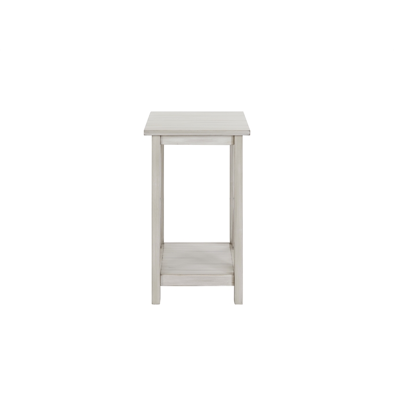 Pemberly Row Rubberwood Farmhouse Side Table in Antique White