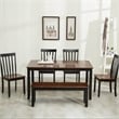 Pemberly Row Rubberwood Backless Dining Bench in Black/Cherry