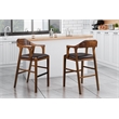 Pemberly Row Contemporary Rubberwood Bar Stool in Chestnut Wire Brush