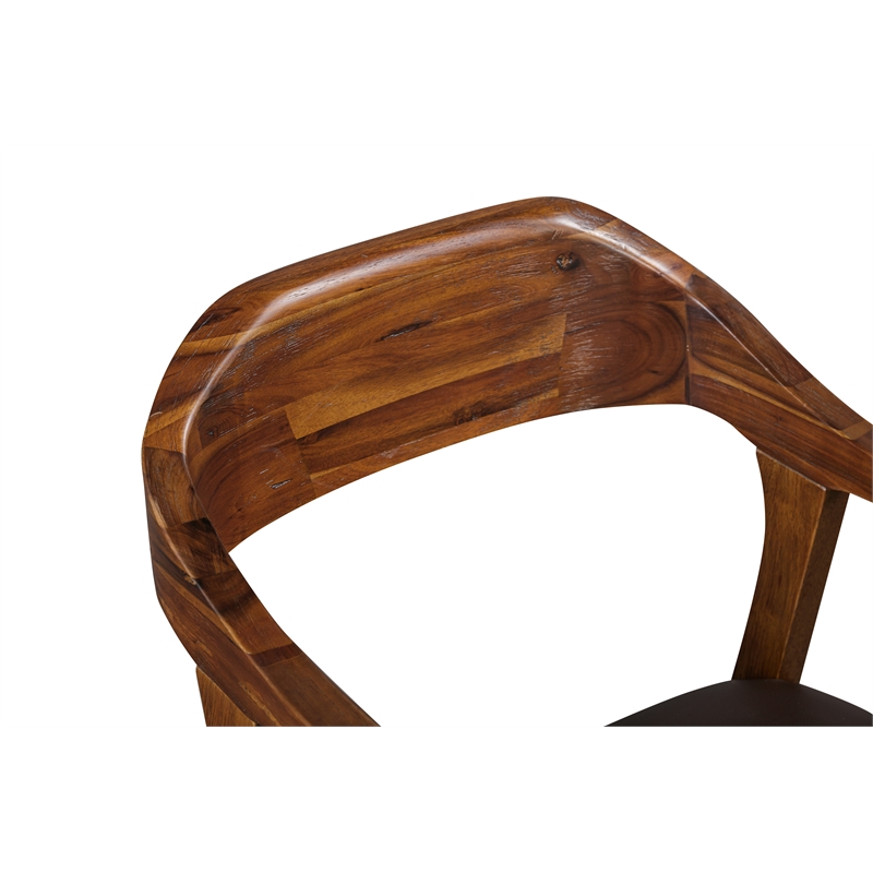 Pemberly Row Contemporary Rubberwood Bar Stool in Chestnut Wire Brush