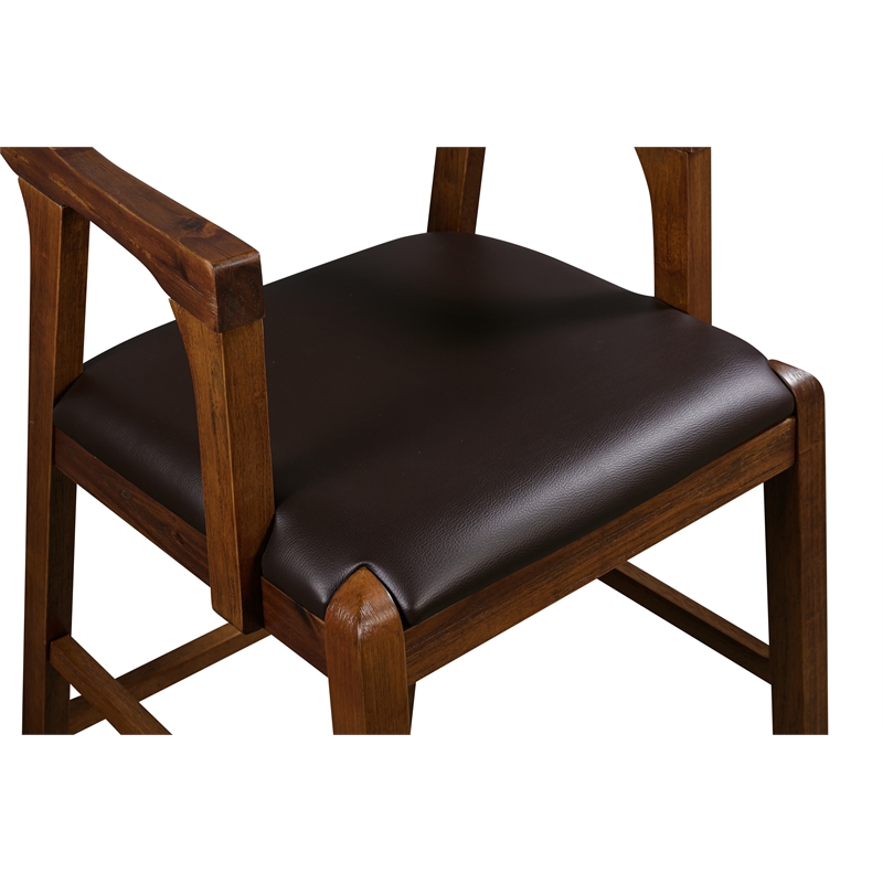 Pemberly Row Contemporary Rubberwood Bar Stool in Chestnut Wire Brush