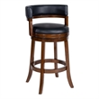Pemberly Row Contemporary Rubberwood Swivel Bar Stool in Cappuccino