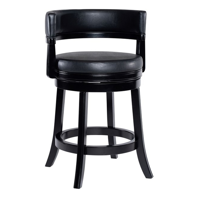 Pemberly Row Contemporary Rubberwood Swivel Counter Stool in Black