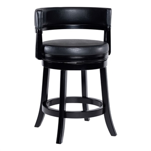 Pemberly Row Contemporary Rubberwood Swivel Counter Stool in Black