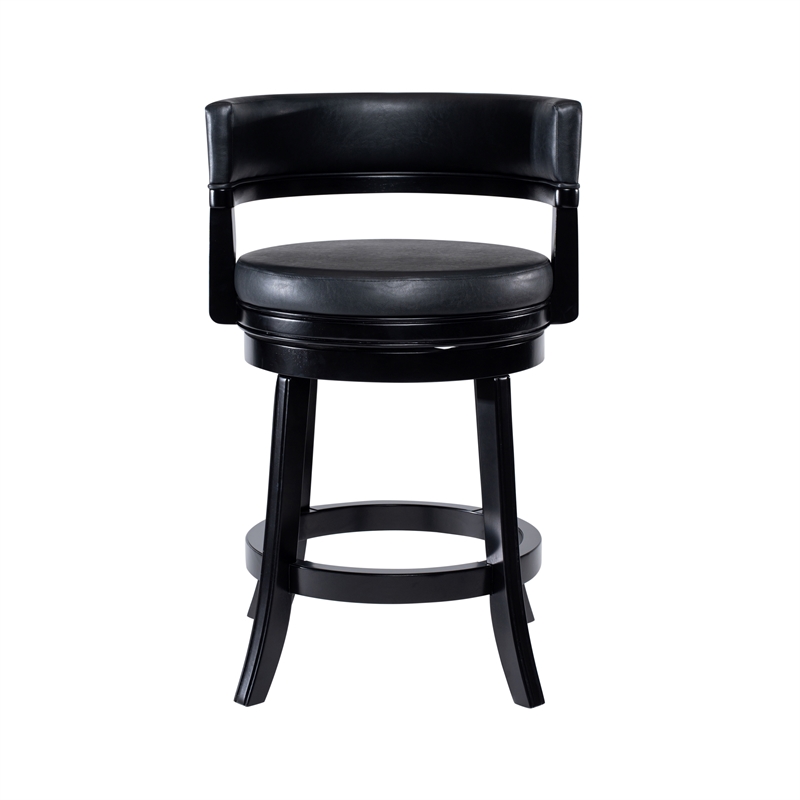 Pemberly Row Contemporary Rubberwood Swivel Counter Stool in Black